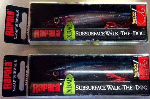 Two Rapala X-Rap Purple Shad Walk the Dog XRSB09 PS 3 1/2 Inch Balsa Wood Lure