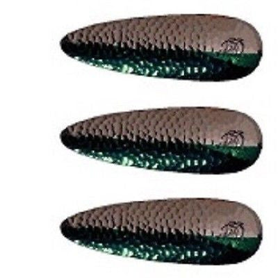 Three Eppinger Seadevle IMP Hammered Nickel/Green Spoon Lure 1 oz 3 1/4" 62-66