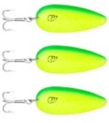 Three Eppinger Seadevle Chartreuse Green Fishing Spoon Lures 3 oz