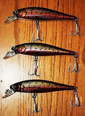 3 - New Deluxe Pike Walleye Trout 5 Crankbait Lures w/ Rattle