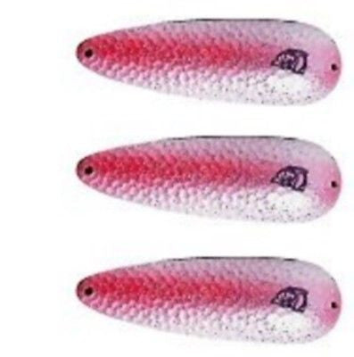 Three Eppinger Seadevle Pearl Pink Fishing Spoon Lures 3 oz 5 3/4 60- –