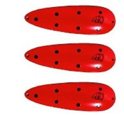Three Eppinger Seadevle Orange/Black Dots Fishing Spoon Lures 3 oz