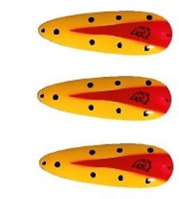 Three Eppinger Seadevle Yellow/Black/Red Fishing Spoon Lures 3 oz 5 3/ –