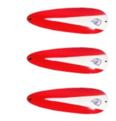 Three Eppinger Buel Spinner 1/0 Red/White Chunk Fishing Lures 1/2 oz 5" 91-8