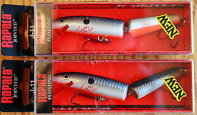 2 Rapala Jointed J-11 4 3/8 Inch Bleeding Original Shad J11 BOSD Balsa Floating