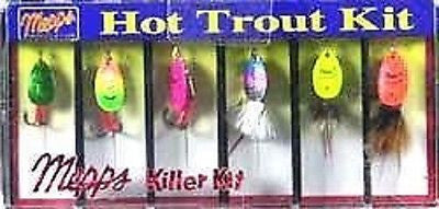 One Mepps Hot Trout Kit 6-Piece Lure Kit Worm-proof Tackle Box KHT1A Lures