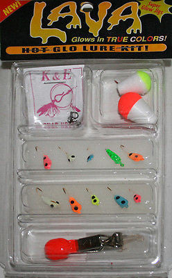 Lava Clam Ice Fishing Kit LJ25 Jigs Two Floats Depth Finder FKW