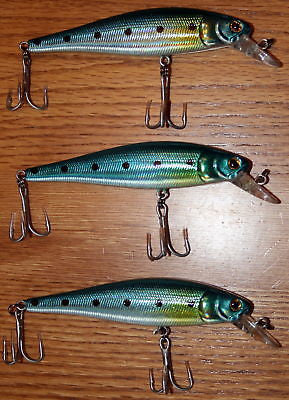 3 - Pike Walleye Trout 5" Crankbait Lures w/ Rattle BLU