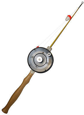 Vintage Ice Fishing Rod Solid Wood Handles +Reel Best Tackle Northport MI  U.S.A.