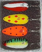 Four Pack Eppinger Lures Combo Fishing Dardevle Kit #1 1-116 1-117, 1-150, 1-159