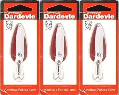 eppinger dardevle fishing lures Three Eppinger Dardevle Red/White 2/5oz 2-16 Spoon Fishing Lures