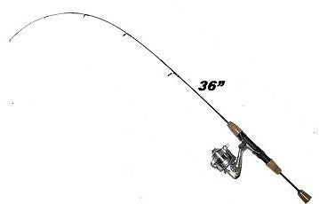 cork handle ice fishing pole Stopper Whip'r Fishing Spinning Rod Combo 36" Long Cork Handle WHPR-C36FXT