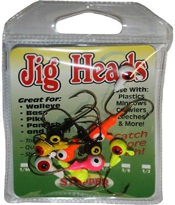 K&E Stopper Two Tone Assorted Color Jig Heads Size 1/64oz 10 Jigs/Package JHT64