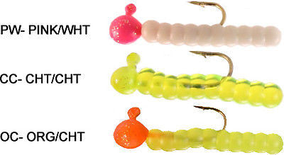Stopper Whip'r Worm Fishing Jigs 1/32oz (Includes 3 Jigs) Multi Color WSWV32