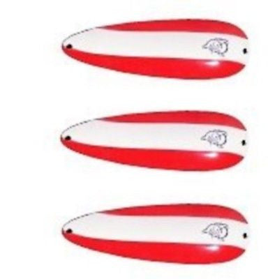 Three Eppinger Flutter Chuck Mag Red/White Fishing Spoons 1/2 oz 4" 36-9