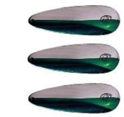 Three Eppinger Big Ed Nickel/Green Fishing Spoon Lures 7/8 oz  5 3/4" 37-30