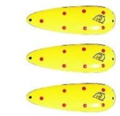 Three Eppinger Seadevle Chartreuse/Red Fishing Spoon Lures 3 oz  5 3/4" 60-29