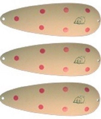 Three Eppinger Seadevle Glow Pink Dots Fishing Spoon Lures 3 oz 5 3/4" 60-273