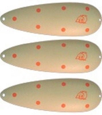 Three Eppinger Seadevle IMP Glow Orange Dots Spoon Lures 1 oz 3 1/4" 62-274