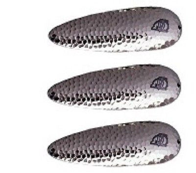 Three Eppinger Seadevle Hammered Nickel Fishing Spoon Lures 3 oz 5