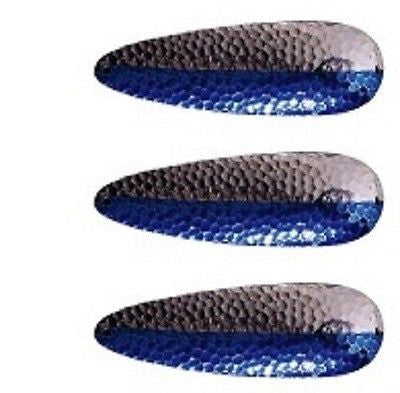 Three Eppinger Seadevle Hammered Nickel/Blue Fish Spoon Lures 3 oz