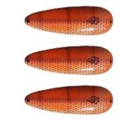 Three Eppinger Seadevle Orange/Brown Pike Fishing Spoon Lure 3 oz  5 3/4" 60-34