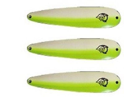Three Eppinger Seadevle IMP Glow Green Fishing Spoon Lures 1 oz 3 1/4" 62-301