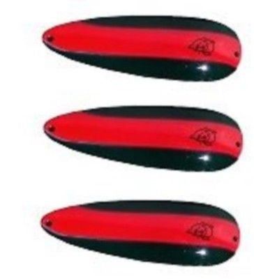 Three Eppinger Devle Dog Green/Red Stripe Fishing Spoons 1/2 oz 2 1/8" 54-12