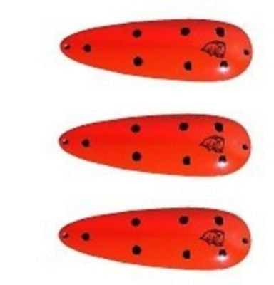 Three Eppinger Devle Dog Orange Potato Bug Fishing Spoons 1/2 oz 2 1/8" 54-20