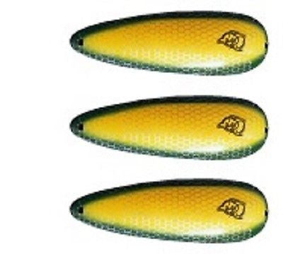 Eppinger Three Seadevlet Scale Yellow Green Side Spoons 1 1/2 oz 4" x 7/8" 61-48