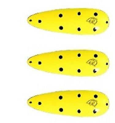 Three Eppinger Seadevle Chartreuse/Black Dot Fish Spoon Lures 3 oz  5 3/4" 60-78