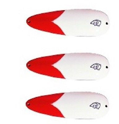 Three Eppinger Seadevle White/Red Chunk Fishing Spoon Lures 3 oz  5 3/4" 60-41