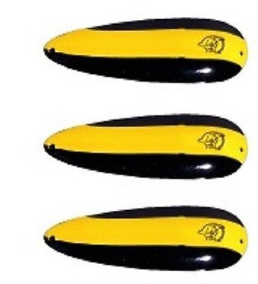 Three Eppinger Seadevle Black/Yellow Stripe Fish Spoon Lures 3 oz  5 3/4" 60-44
