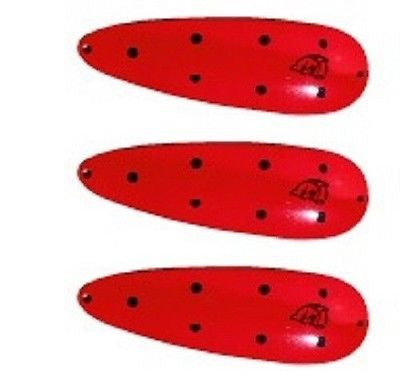 Three Eppinger Seadevle IMP Red/Black Dots Fishing Spoon Lures 1 oz 3 1/4" 62-51