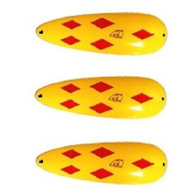 Eppinger Three Seadevlet Yellow/Red Diamonds Spoons 1 1/2 oz 4" x 7/8" 61-17