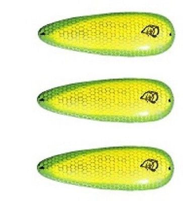 Three Eppinger Seadevle Chartreuse Green Fishing Spoon Lures 3 oz  5 3/4" 60-72