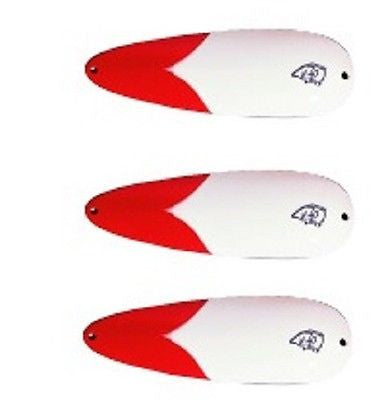 Three Eppinger Huskie Junior White/Red Chunk Fishing Spoons 2 oz 4 1/2" 7-41