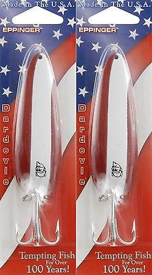 Two Eppinger Dardevle Red/White Stripe 1oz 18 Spoon Fishing Lures