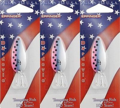 Three Eppinger Dardevle Rainbow Trout 1/4oz 9-68 Spoon Fishing Lures