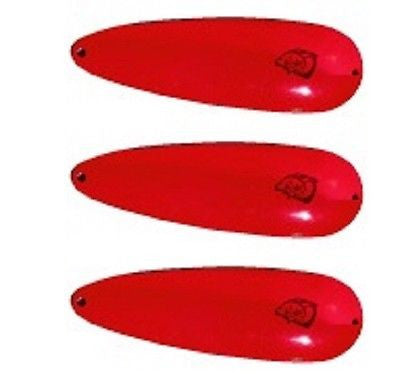 Three Eppinger Huskie Junior Red Glo'in Fishing Spoons 2 oz 4 1/2" 7-10