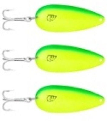 Three Eppinger Huskie Junior Chartreuse Green Fishing Spoons 2 oz 4 1/2" 7-70