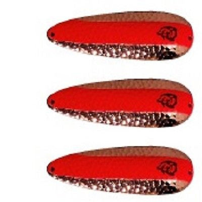 Three Eppinger Huskie Junior Copper/Orange Fishing Spoons 2 oz 4 1/2" 7-386