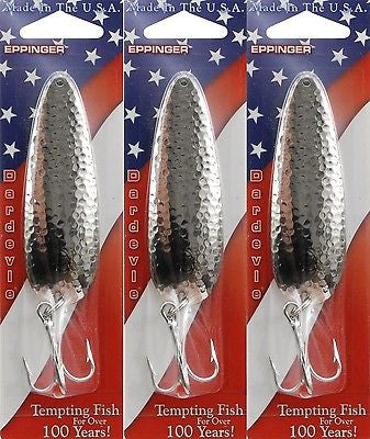 Three Eppinger Dardevle Hammered Nickel 1oz 62 Spoon Fishing Lures