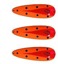 Three Eppinger Rokt Devlet Orange/Red Chunk Fishing Spoons 1 1/4 oz 2 1/4" 11-27