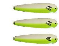 Three Eppinger Dardevle Glow/Green Fishing Spoon Lures 1 oz 3 5/8" 0-301