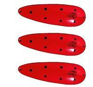 Three Eppinger Rok't IMP Red/Black Dots Fishing Spoon Lures 3/4oz 2 1/4" 12-51