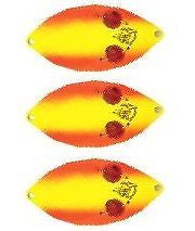 Three Eppinger Red Eye Wiggler Chartreuse/Orange Fish Spoon 2 1/2oz 4 3/4" 89-71