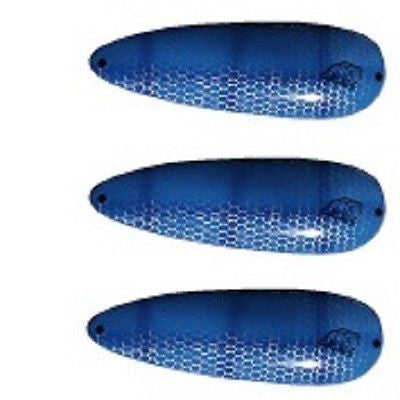 Three Eppinger Huskie Junior Blue Herring Scale Fishing Spoons 2 oz 4 1/2" 7-32
