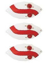 Three Eppinger Weedless Wiggler White/Red Stripe Fishing Spoons 1 oz 3" 885-41