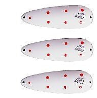 Three Eppinger Rokt Devlet White/Red Dots Fishing Spoons 1 1/4oz 2 1/4" 11-67
